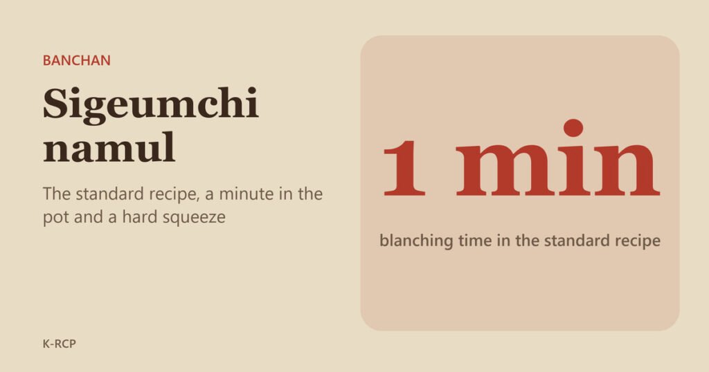 Title card for Sigeumchi Namul, the Everyday Spinach Side Dish on Korean Tables